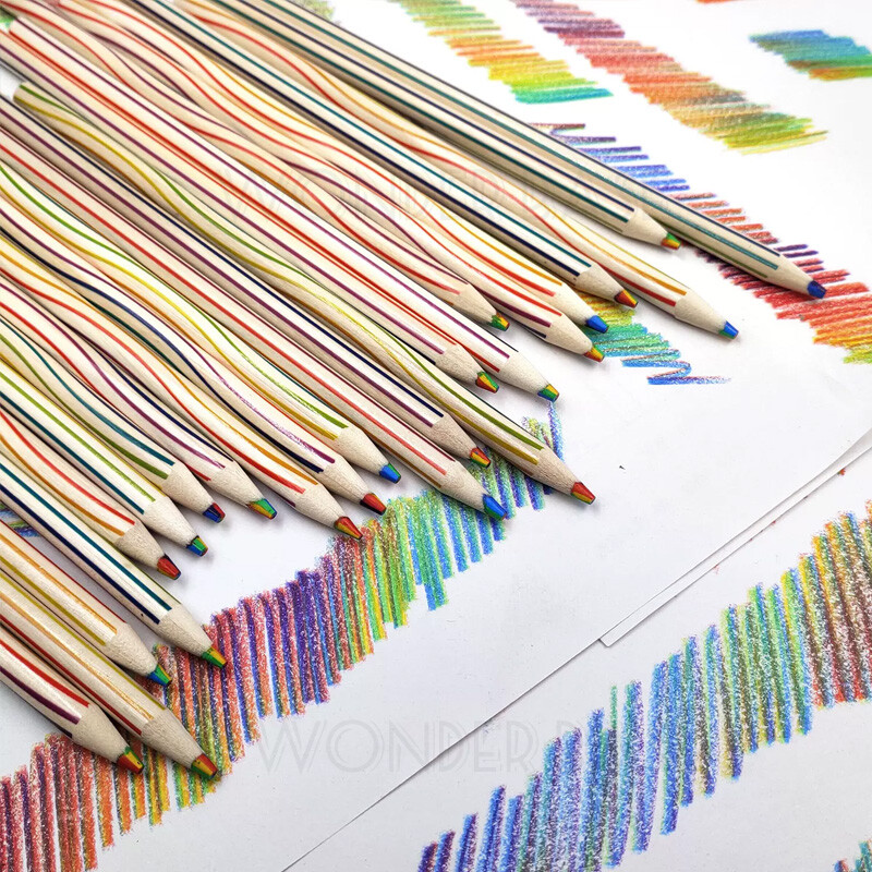 4/8/12 buc. Creion curcubeu Kawaii, 7 culori, creioane colorate cu gradient concentric, cadou pentru copii, creioane colorate, pictură artistică, desen, articole de papetărie