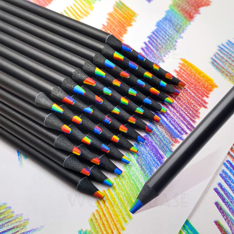 4/8/12 buc. Creion curcubeu Kawaii, 7 culori, creioane colorate cu gradient concentric, cadou pentru copii, creioane colorate, pictură artistică, desen, articole de papetărie