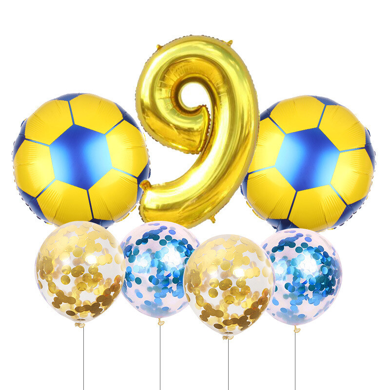 Joc de fotbal Tema sportivă Numere Folie Paiete Baloane Latex Decorare locație pentru petrecerea de naștere