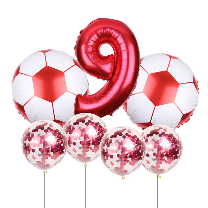 Joc de fotbal Tema sportivă Numere Folie Paiete Baloane Latex Decorare locație pentru petrecerea de naștere