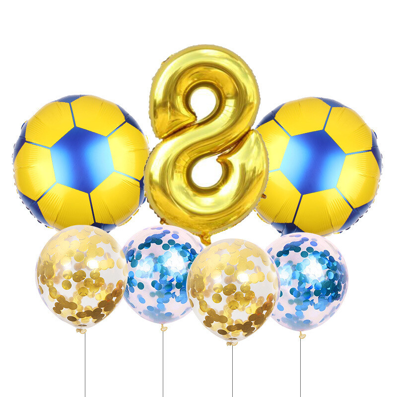 Joc de fotbal Tema sportivă Numere Folie Paiete Baloane Latex Decorare locație pentru petrecerea de naștere