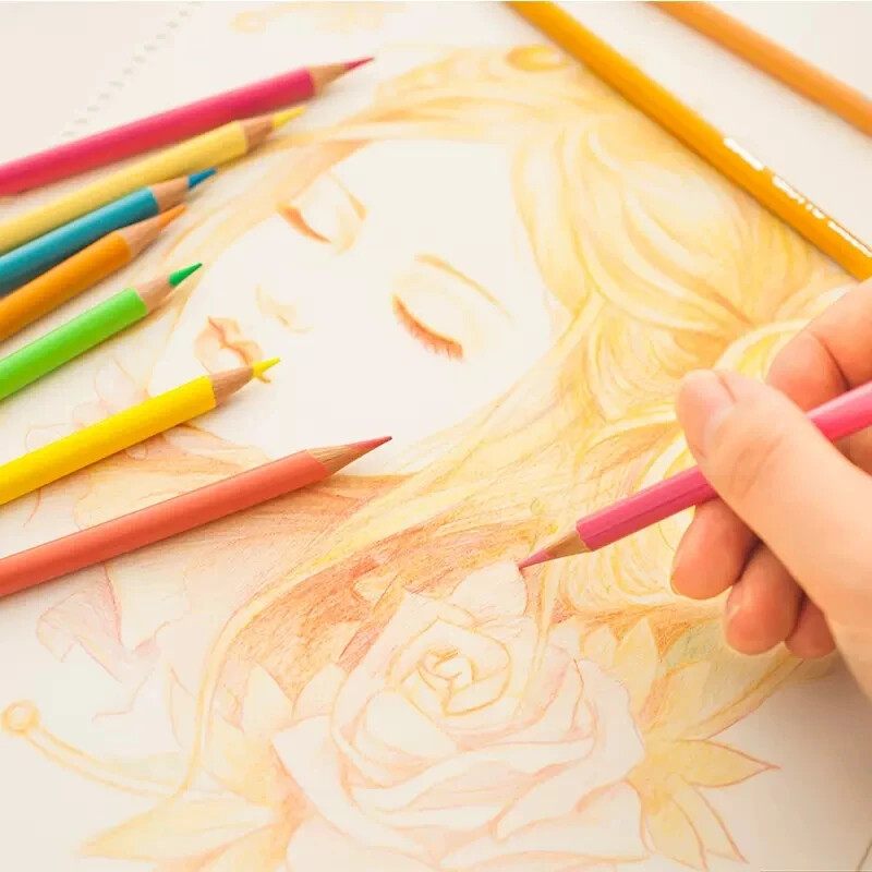 24 bucăți/cutie Creioane colorate din lemn Kawaii Desene pentru copii Creion rotund non-toxic pentru elevi Rechizite școlare