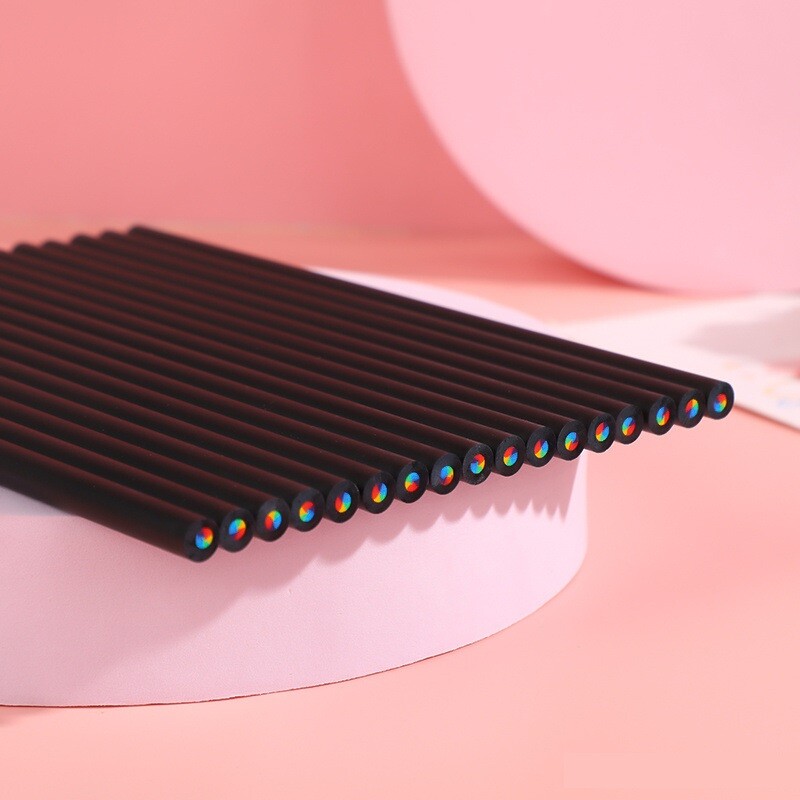 10 tk värvilised mustad puidust pliiatsid 7-ühes vikerkaarejoonistuspliiats viguri joonistamiseks värvimiseks