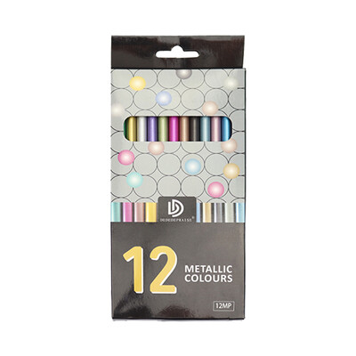 12/18 värvi metallik värviliste pliiatsite komplekt Mittetoksilised värvilised joonistuspliiatsid Metallivärvilised grafitivärvid värvipliiatsid kunstitarbed