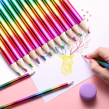 12 τμχ Rainbow Pencils Drawing Crayon Kawaii Παιδικό σετ μολυβιών χρωματιστό Ζωγραφική Graffiti Crayons Σχολική γραφική ύλη