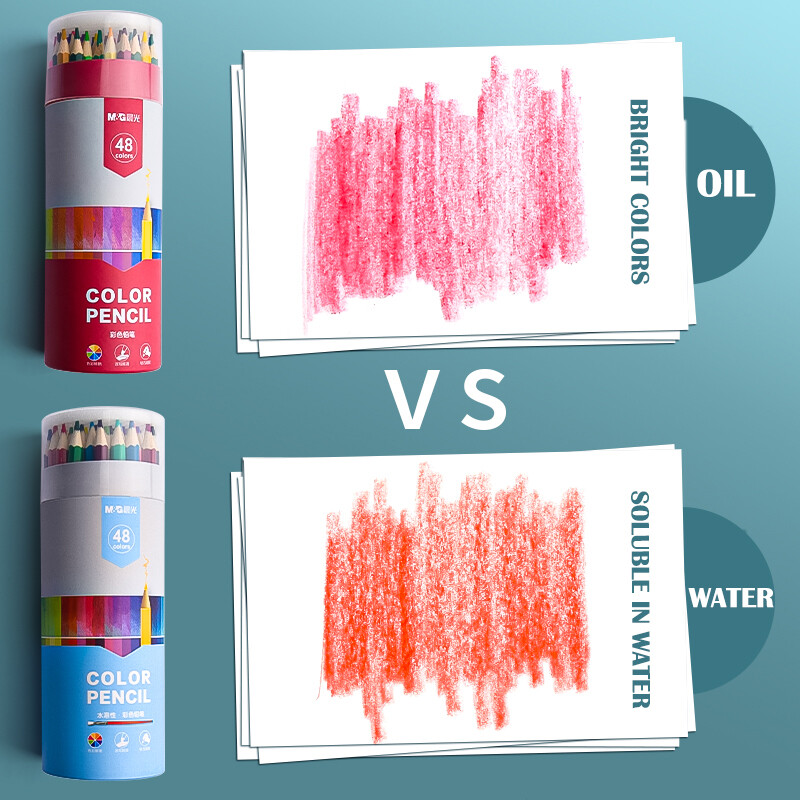 M&G 72/48/36/24//18/12 Culori Ulei/Acuarelă/Set de creioane colorate ștergebile pentru desen, colorat în apă Creioane colorate pentru școală