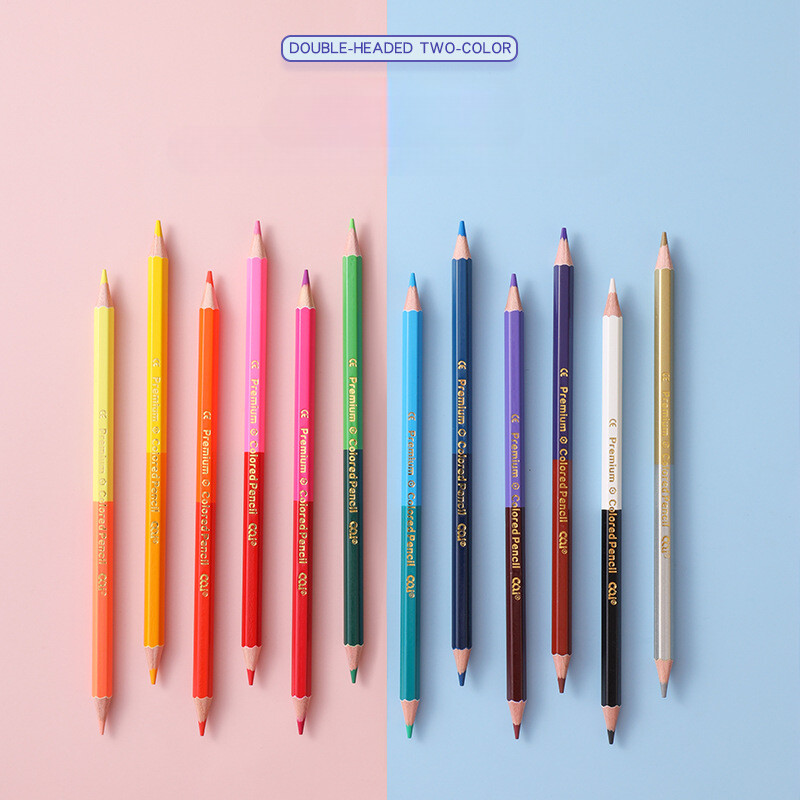 12/24 värvi kahepealised pliiatsid lastele Professionaalsed joonistused visandid Pastellikunst Premium õpilaste koolikunstitarbed