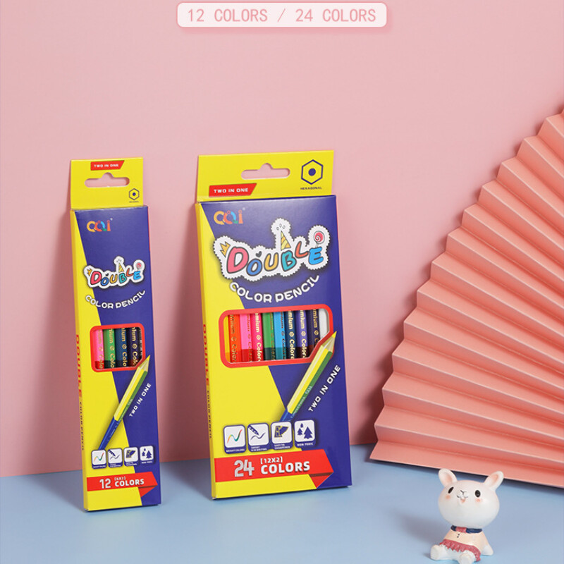 12/24 värvi kahepealised pliiatsid lastele Professionaalsed joonistused visandid Pastellikunst Premium õpilaste koolikunstitarbed