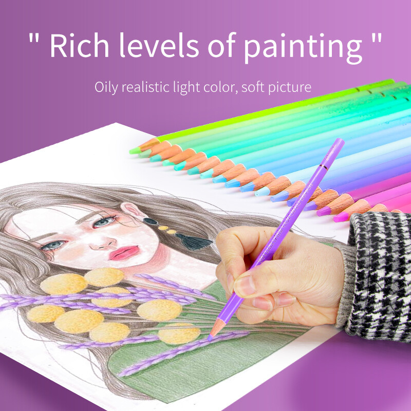 Aibelle Brutfuner Macaron 50 värvilised pliiatsid Professionaalsed värvid Pastelsed joonistuspliiatsid Värvilised pliiatsikomplekt Kunstitarbed lastele