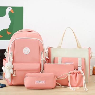 Νέο high-end σακίδιο κατάλληλο για γυναίκες, ευέλικτο 5 τεμάχιο casual σακίδιο υπολογιστή