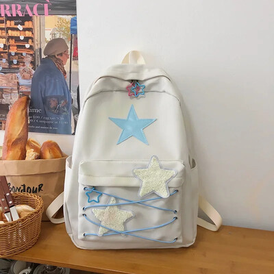 Rucsacuri coreeane Sweet All Match Star pentru femei japoneze Streetwear Y2k ghiozdane estetice Rucsac Kawaii de mare capacitate pentru studenți