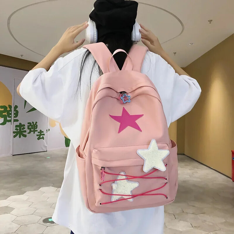 Rucsacuri coreeane Sweet All Match Star pentru femei japoneze Streetwear Y2k ghiozdane estetice Rucsac Kawaii de mare capacitate pentru studenți