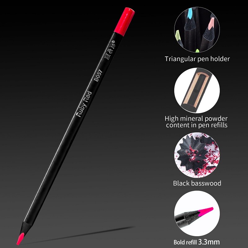 Set de creioane H&B Colores Rechizite de artă pe bază de ulei Bretele din lemn negru 24/50 Instrument de pictură în culori 3.3MM Miez de plumb desenat manual pentru școală