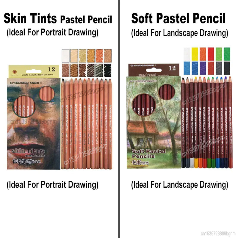 Επαγγελματικό σετ χρωμάτων 12 τμχ Μαλακό παστέλ μολύβι 4,0 χιλιοστών μολύβδινου πυρήνα για αποχρώσεις δέρματος Πορτραίτο τοπίο τέχνη Σχέδιο σκίτσο γκράφιτι