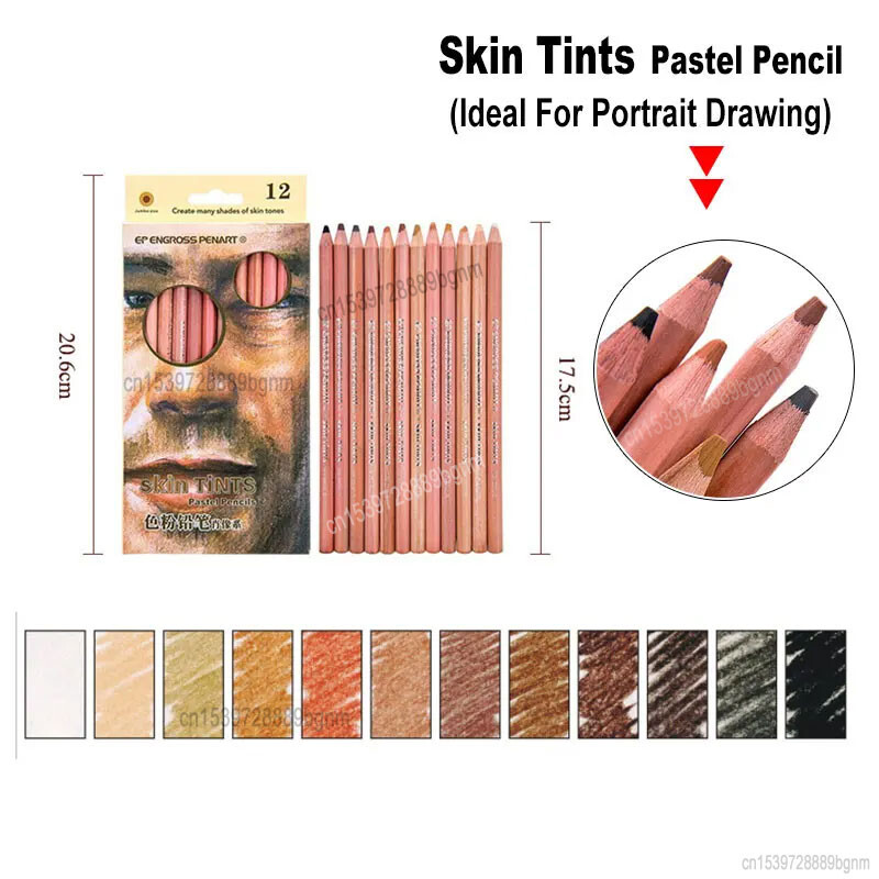 Επαγγελματικό σετ χρωμάτων 12 τμχ Μαλακό παστέλ μολύβι 4,0 χιλιοστών μολύβδινου πυρήνα για αποχρώσεις δέρματος Πορτραίτο τοπίο τέχνη Σχέδιο σκίτσο γκράφιτι