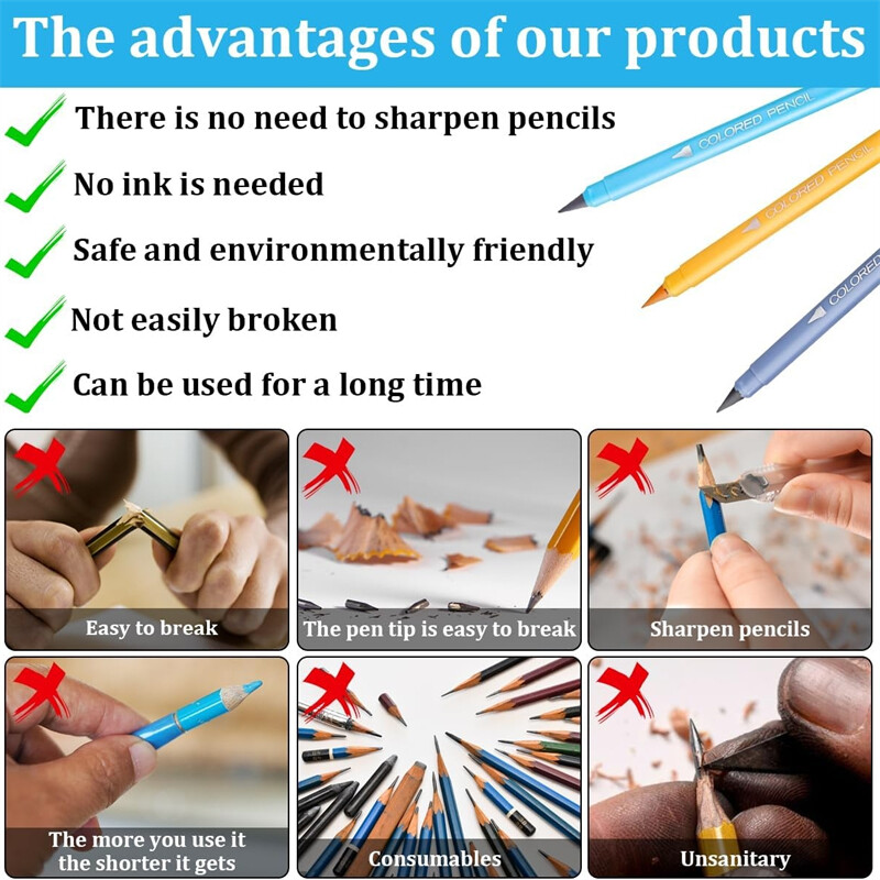 Olovke Everlasting Colours 12 kom Infinity Pencil Inkless Forever Pencil Višekratne olovke bez šiljenja za pisanje i crtanje