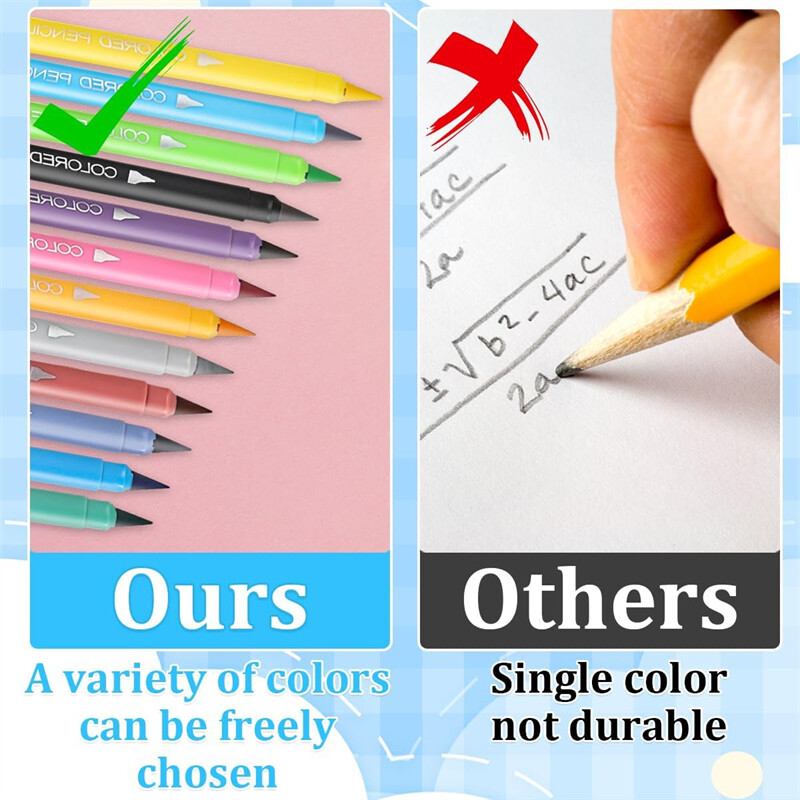 Olovke Everlasting Colours 12 kom Infinity Pencil Inkless Forever Pencil Višekratne olovke bez šiljenja za pisanje i crtanje