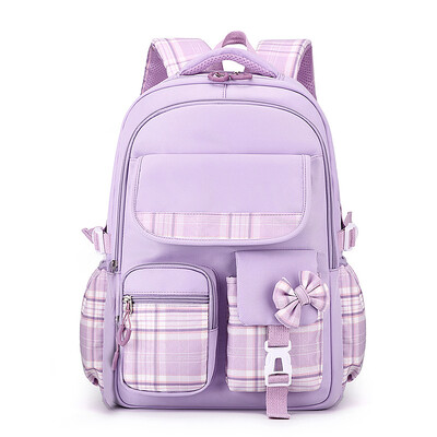 Rucsac drăguț pentru femei Rucsac de școală din nailon, impermeabil, cu mai multe buzunare, pentru studente, fete, geantă Kawaii pentru laptop, mochila violet