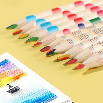 10 τμχ Rainbow Color Pencils Σετ 4 σε 1 Χρωματιστά στυλό για Σχέδιο Σχολικά Είδη γραφείου A6292