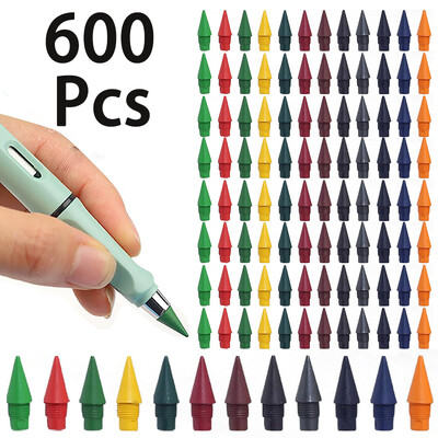 600Pcs Сменяеми неограничени писци за моливи Infinite Pencil HB Pencil Tips Art Sketch Канцеларски материали 12 цвята