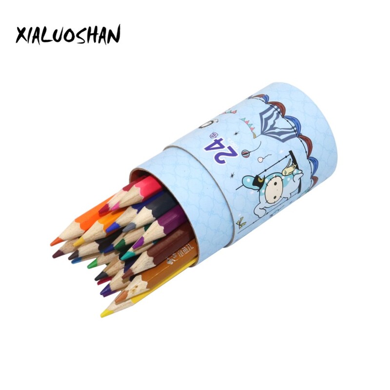 24 бр./компл. Комплект цветни моливи Дървени картини Цветни моливи за ученик Художник Рисуване Консумативи за рисуване 24 цветни молива