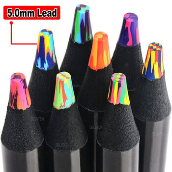 8 τμχ 12 τμχ Μαύρο Ξύλο Rainbow Colored Pencil 5,0mm Lead Core For Art Σήμανση γκράφιτι Σχέδιο Σκίτσο Γραφείο Σχολική γραφική ύλη