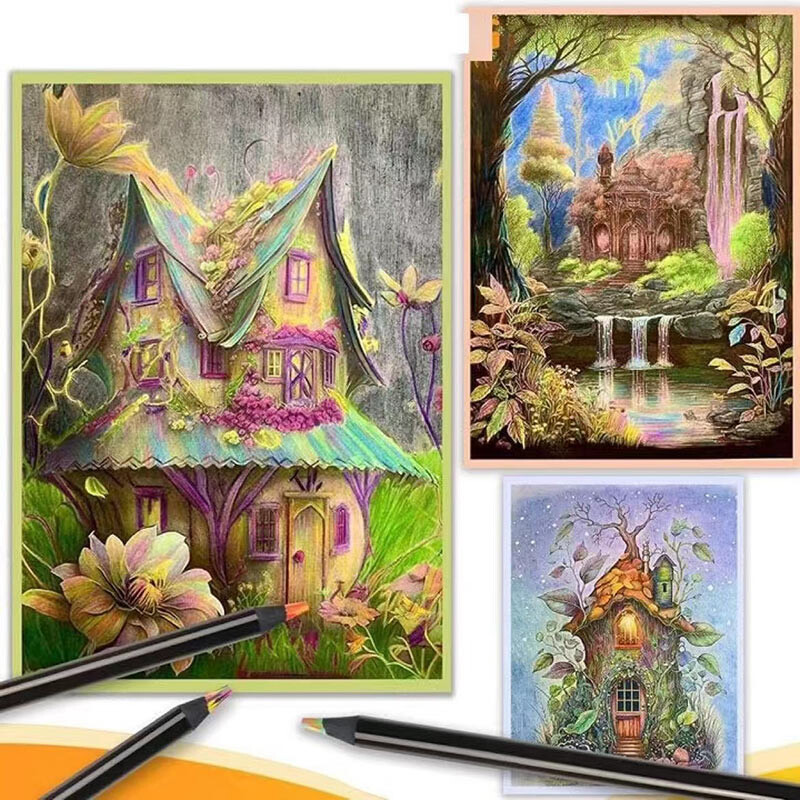 8 tk 12 tk mustast puidust vikerkaarevärviline pliiats 5,0 mm plii südamik kunsti grafiti märgistamiseks joonistus visandiks kontori kooli kirjatarbed