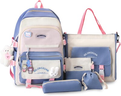 Set školskih torbi 5 komada Školska torba Ruksak za djevojčice Školski tinejdžeri za djevojčice Set školskih torbi s pernicom za kupovinu