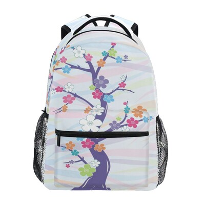 Suure mahutavusega Laste koolikott Seljakott Tüdruk Esmane Jaapani kirsiõie printimine Raamatukott Mitu taskut Seljakott Mochila