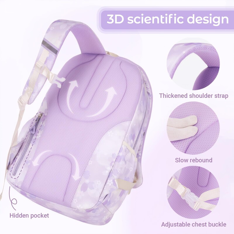 Geantă de școală 20 litri Rucsac pentru fetiță Geantă de școală Kawaii cu pandantiv Geantă de școală din nailon rezistentă la apă pentru copii