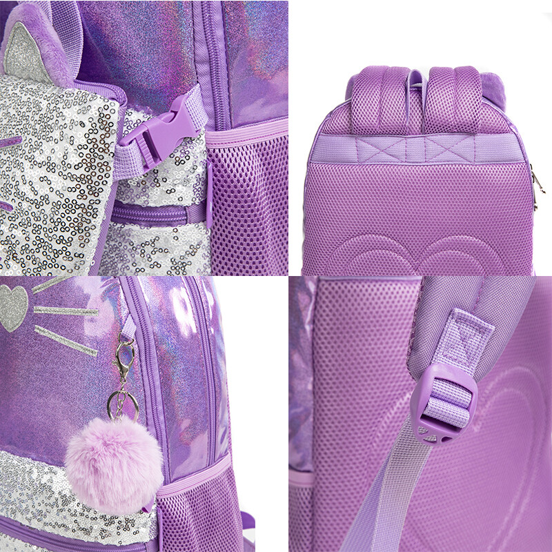 НОВИ 3бр. Детски раници за момичета 17" ученическа чанта с кутия за обяд Ученическа раница за момичета Комплект Сладка чанта за книги за детска градина
