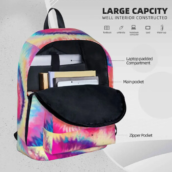 Tie Dye Backpack Σακίδια πλάτης μεγάλης χωρητικότητας Τσάντα μαθητικού βιβλίου Τσάντα ώμου Laptop σακίδιο μόδας Σχολική τσάντα σακίδιο ταξιδιού