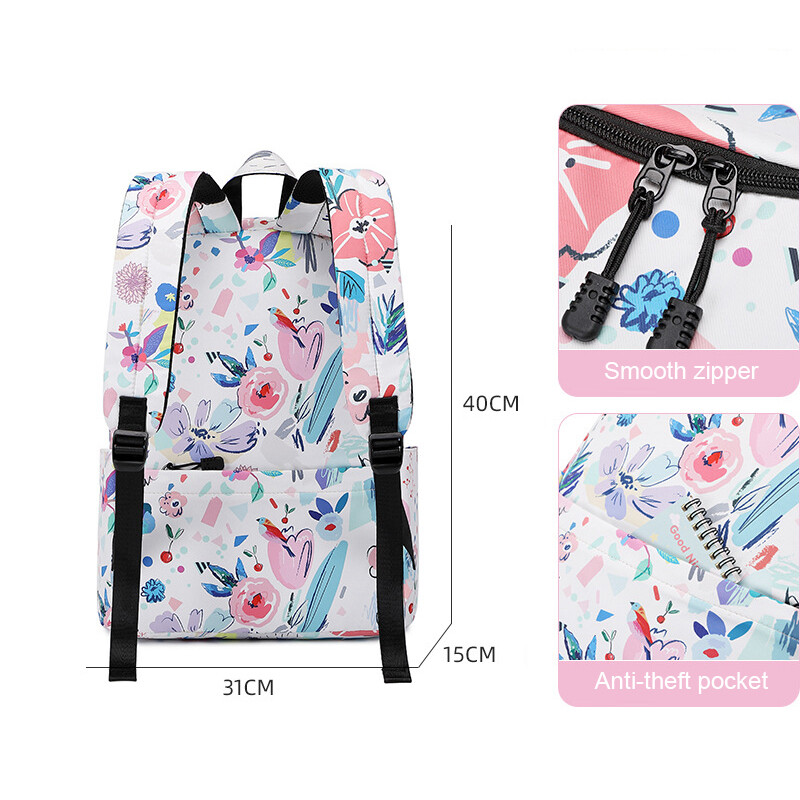 Modni najlonski ruksak Ženska ruksak s motivom cvijeća Torba na rame Nova školska torba za tinejdžerice Ženska školska ruksak