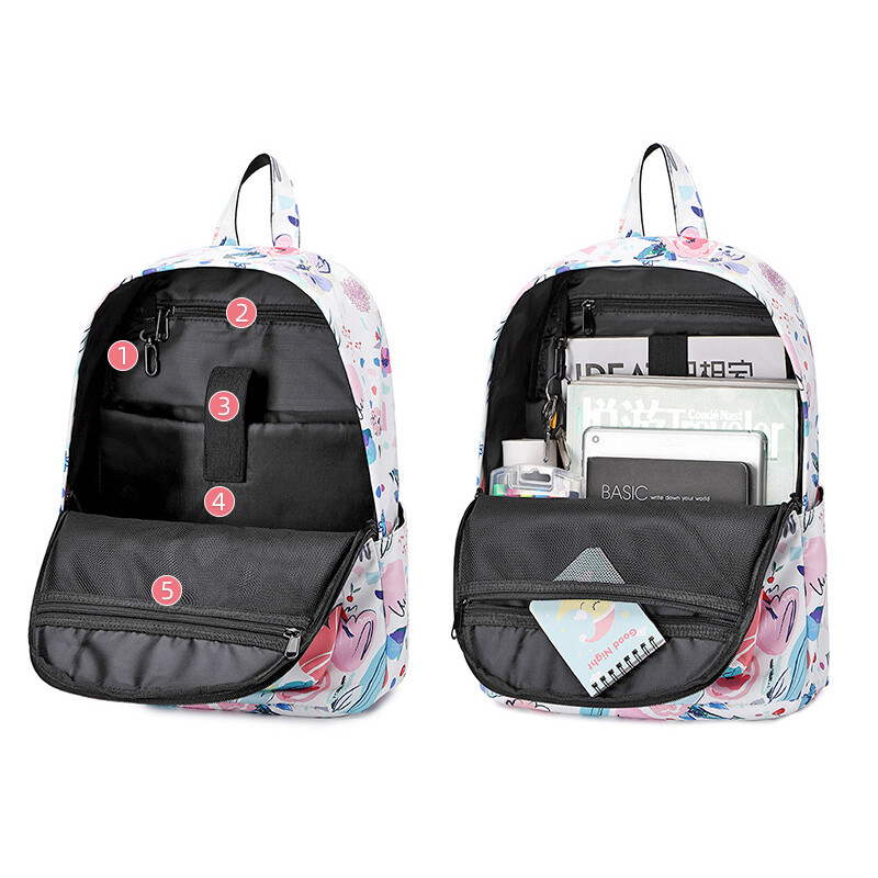 Modni najlonski ruksak Ženska ruksak s motivom cvijeća Torba na rame Nova školska torba za tinejdžerice Ženska školska ruksak