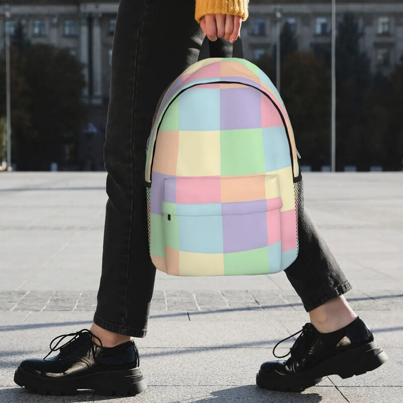 Ükssarvik pastelne vikerkaare malelaua mustriga seljakotid teismeliste raamatukott Vabaaja laste koolikotid reisi seljakott Õlakott