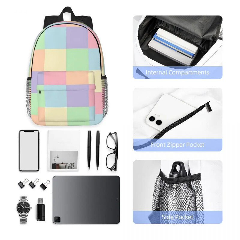 Ükssarvik pastelne vikerkaare malelaua mustriga seljakotid teismeliste raamatukott Vabaaja laste koolikotid reisi seljakott Õlakott