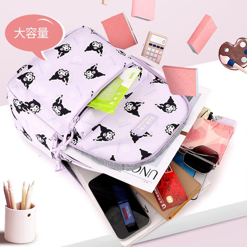 Kawaii Sanrio Hello Kitty Kuromi My Melody Cinnamoroll Rucsac de mare capacitate Rucsac ușor de agrement Versatil pentru fete
