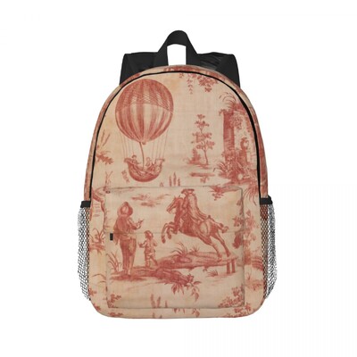 Modro-zlatý kvetinový batoh Toile De Jouy pre mužov a ženy, vodeodolná školská taška s botanickým vzorom a potlačou