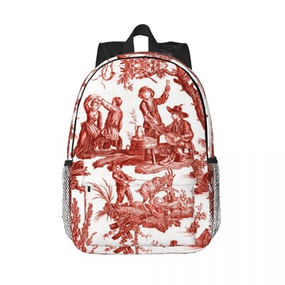 Modro-zlatý kvetinový batoh Toile De Jouy pre mužov a ženy, vodeodolná školská taška s botanickým vzorom a potlačou