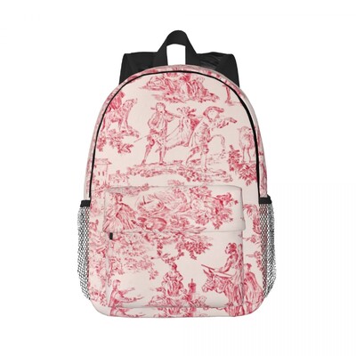 Modro-zlatý kvetinový batoh Toile De Jouy pre mužov a ženy, vodeodolná školská taška s botanickým vzorom a potlačou