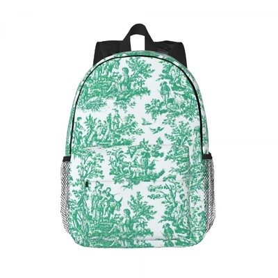 Modro-zlatý kvetinový batoh Toile De Jouy pre mužov a ženy, vodeodolná školská taška s botanickým vzorom a potlačou