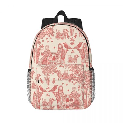 Modro-zlatý kvetinový batoh Toile De Jouy pre mužov a ženy, vodeodolná školská taška s botanickým vzorom a potlačou