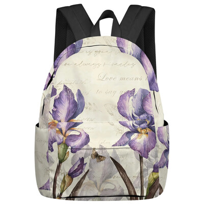 Vintage Iris Butterfly ρουστίκ σχολικές τσάντες πλάτης για εφήβους, κορίτσια, μαθητές, τσάντα φορητού υπολογιστή Γυναικεία casual ταξιδιωτικό σακίδιο