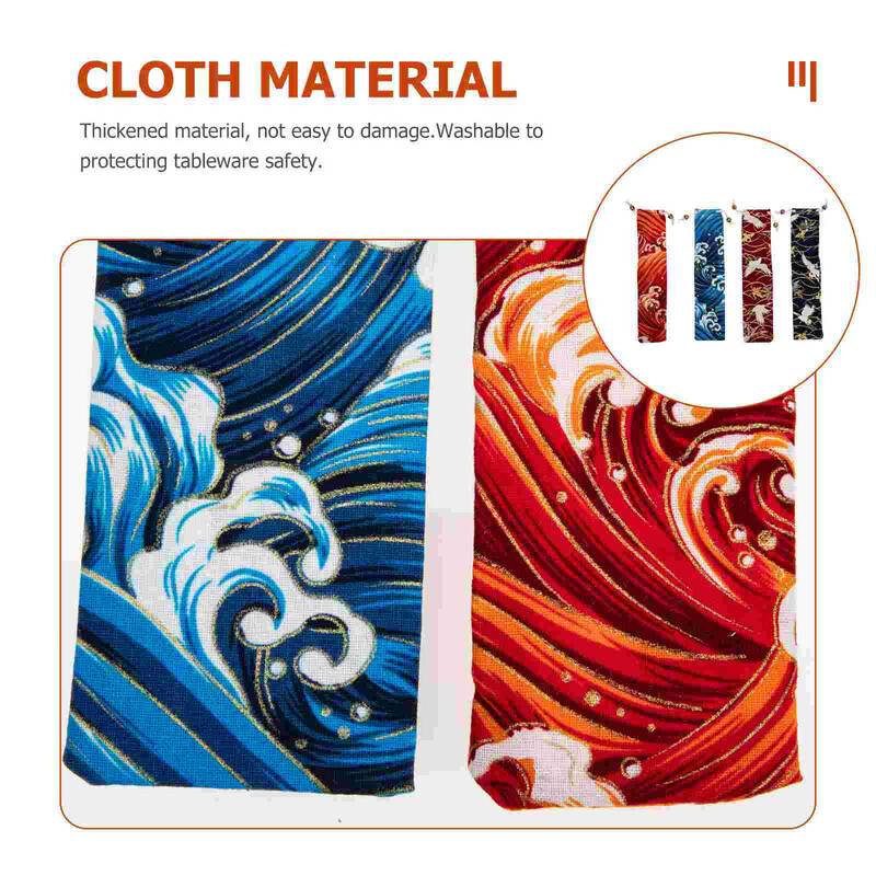 4 tk kandekott Korduvkasutatavad õled söögiriistade kott Jaapani stiilis söögiriistad pingutusnöörid söögipulgad Kaasaskantav söögiriistade kohver Köök