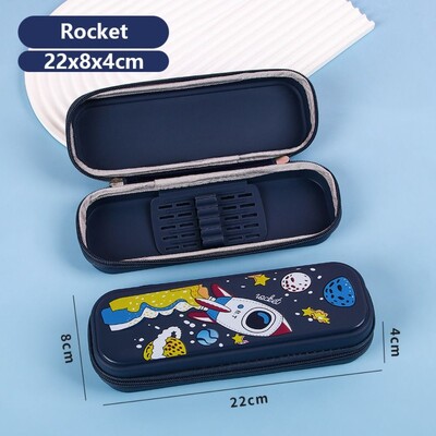 Карикатурен калъф за молив с динозавър/ракета/русалка Голям капацитет Многофункционална кутия за химикалки Чанта за химикалки Училищен офис