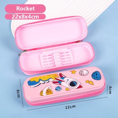 Карикатурен калъф за молив с динозавър/ракета/русалка Голям капацитет Многофункционална кутия за химикалки Чанта за химикалки Училищен офис