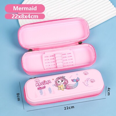 Карикатурен калъф за молив с динозавър/ракета/русалка Голям капацитет Многофункционална кутия за химикалки Чанта за химикалки Училищен офис
