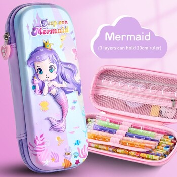 Μολυβοθήκη Astronaut 3D Mermaid με φερμουάρ Rocket 3D Astronaut Pencil Box Κινούμενα σχέδια άοσμο τρισδιάστατη διαστημική θήκη στυλό Φοιτητική γραφική ύλη