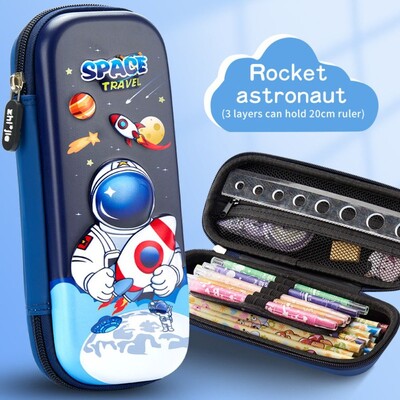 Astronauta 3D nāriņas penālis ar rāvējslēdzēju raķešu 3D astronauta zīmuļu kastīte multfilma bez smaržas 3D kosmosa pildspalvas futrālis studentu kancelejas preces