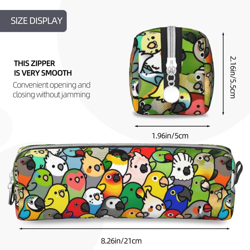 Cockatiel Ptica Pernica Papige Životinje Pernice Držač za olovke za djevojčice Dječaci Velika torba za pohranu Uredski dodaci s patentnim zatvaračem